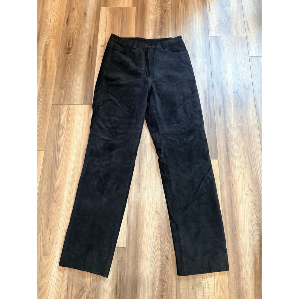 New Frontier Suede Leather Pants Black Women's Sz 8 Soft Lined